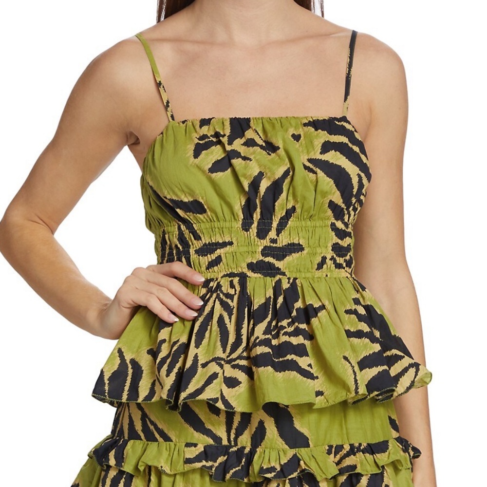 Tanya Taylor Polina Smocked Peplum Tank